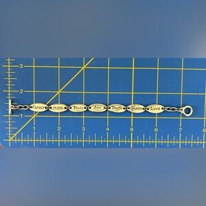 Silver Tone ‘Family, Hope, Trust, Joy, Truth, Charity, Love’ 7” Bracelet